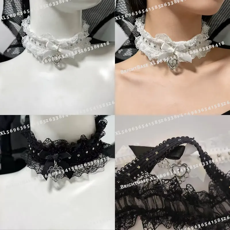 Magnetic Clasp Cosplay - Collare Gotico Nero in Pizzo con